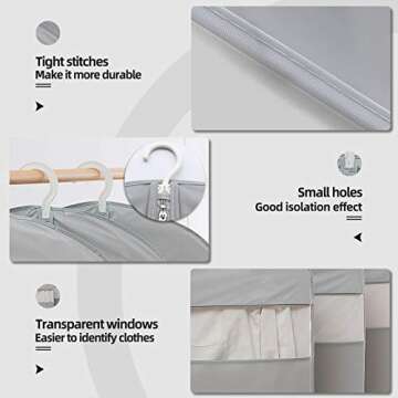 Dress Bags for Gowns Long, 65'' Long Dress Clear Garment Bag(Set of 2, 23.3'' X 65'')