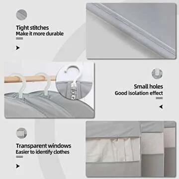 Dress Bags for Gowns Long, 65'' Long Dress Clear Garment Bag(Set of 2, 23.3'' X 65'')