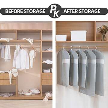 Dress Bags for Gowns Long, 65'' Long Dress Clear Garment Bag(Set of 2, 23.3'' X 65'')