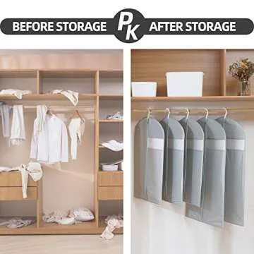 Dress Bags for Gowns Long, 65'' Long Dress Clear Garment Bag(Set of 2, 23.3'' X 65'')