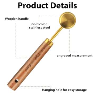 Stainless Steel Gold Measuring Spoon Set with Handle