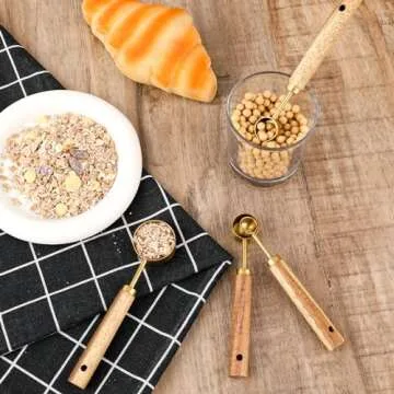 Stainless Steel Gold Measuring Spoon Set with Handle
