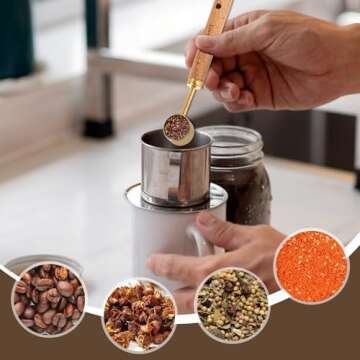 Stainless Steel Gold Measuring Spoon Set with Handle