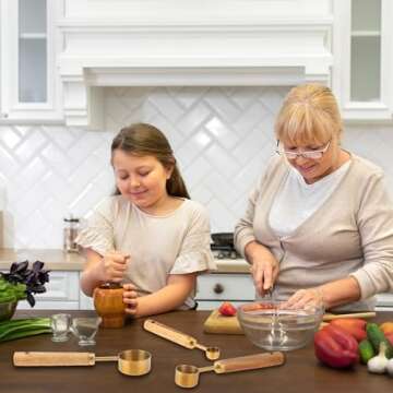 Stainless Steel Gold Measuring Spoon Set with Handle