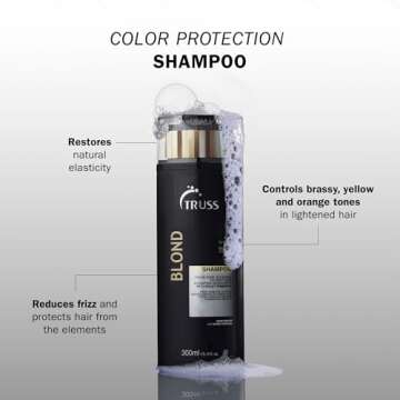TRUSS Blond Shampoo - Toning & Color Protect Shampoo with Frizz Control - Violet Pigmented Blonde Sh...