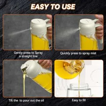 Olive Oil Dispenser Bottle with Sprayer and Pourer 17oz