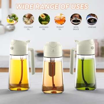 Olive Oil Dispenser Bottle with Sprayer and Pourer 17oz