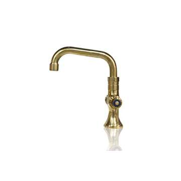 Watermark Fixtures 19-RE-FC-UB-LH-DM-S8 Antique Inspired Unlacquered Natural Brass Deck Mount Single Hole Faucet - 8 inch Spout w/ 2 Lever Handles
