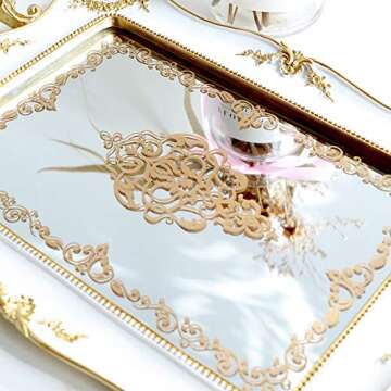 Echaprey Large Crystal Rectangle Mirrored Decorative Tray,Cosmetic Vanity Tray Organizer for Home Décor/Wedding/Jewelry/Occasion