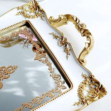 Echaprey Large Crystal Rectangle Mirrored Decorative Tray,Cosmetic Vanity Tray Organizer for Home Décor/Wedding/Jewelry/Occasion