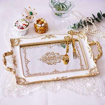 Echaprey Large Crystal Rectangle Mirrored Decorative Tray,Cosmetic Vanity Tray Organizer for Home Décor/Wedding/Jewelry/Occasion