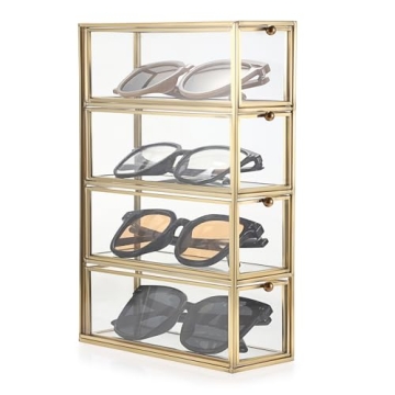 Hipiwe Stylish Sunglasses Organizer with 4 Drawers