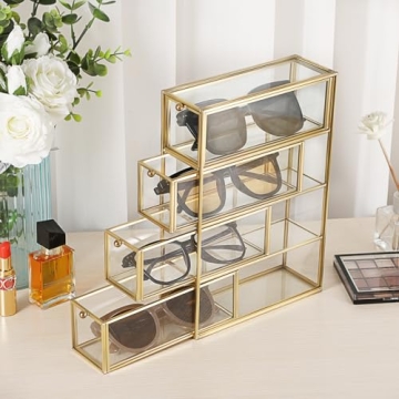 Hipiwe Stylish Sunglasses Organizer with 4 Drawers