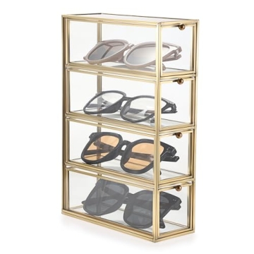 Hipiwe Stylish Sunglasses Organizer with 4 Drawers