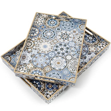 Stylish AGIOTA Bohemian Serving Trays with Handles