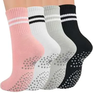 Toes Home Non-Slip Pilates & Yoga Socks - 9 Pairs of Grip Socks for All Activities