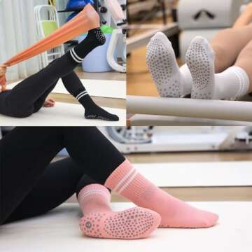 Toes Home Non-Slip Pilates and Yoga Socks for All Fitness