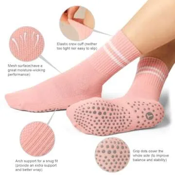 Toes Home Non-Slip Pilates and Yoga Socks for All Fitness