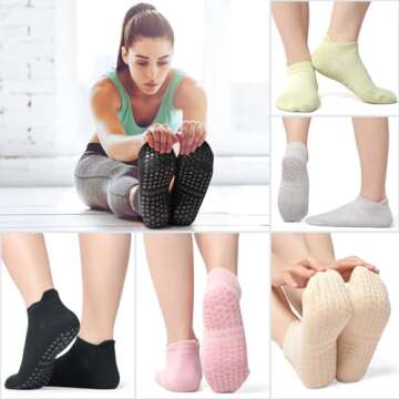 Toes Home Non-Slip Pilates and Yoga Socks for All Fitness