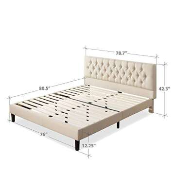 ZINUS Misty Upholstered Platform Bed Frame, Mattress Foundation, Wood Slat Support, No Box Spring Ne...