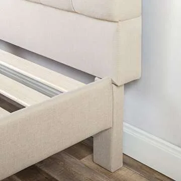 ZINUS Misty Upholstered Platform Bed Frame, Mattress Foundation, Wood Slat Support, No Box Spring Needed, Easy Assembly, Taupe, King