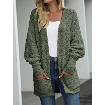 MEROKEETY Women's 2025 Winter Fuzzy Popcorn Batwing Sleeve Cardigan Knit Oversized Sherpa Sweater Co...