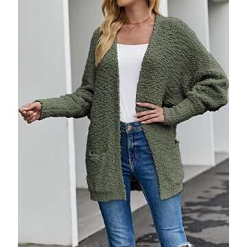 MEROKEETY Women's Fuzzy Popcorn Cardigan - Stylish & Cozy