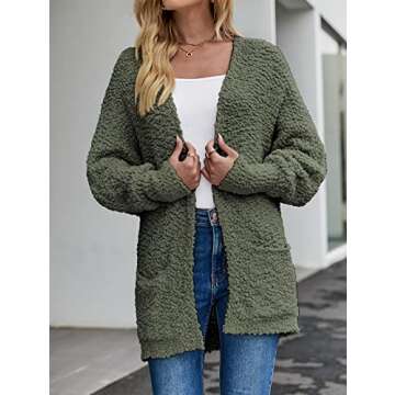 MEROKEETY Women's Fuzzy Popcorn Cardigan - Stylish & Cozy