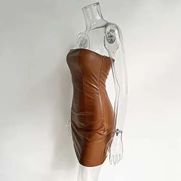 XLLAIS Sexy PU Leather Strapless Mini Dress - Perfect for Parties