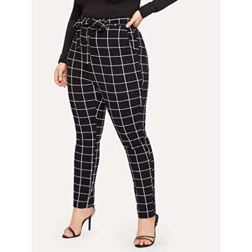 Stylish Floerns Plus Size Plaid Pants for Work & Daily