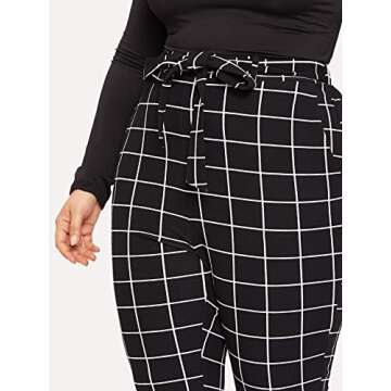 Stylish Floerns Plus Size Plaid Pants for Work & Daily