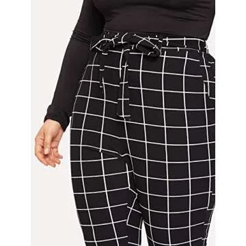 Stylish Floerns Plus Size Plaid Pants for Work & Daily