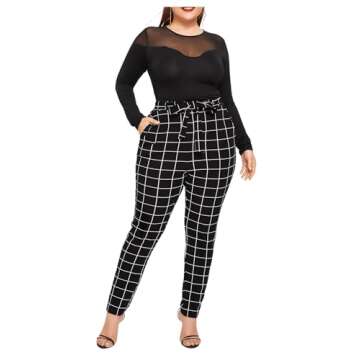 Stylish Floerns Plus Size Plaid Pants for Work & Daily