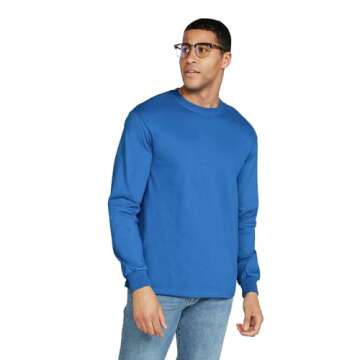 Gildan Men's Ultra Cotton Long Sleeve T-Shirt, Style G2400, Multipack, Royal (2-Pack), 3X-Large