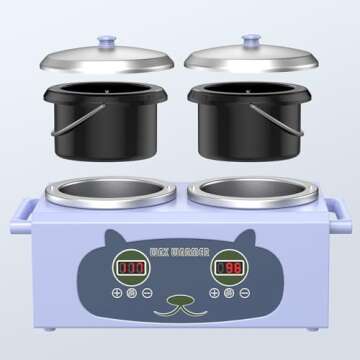 Qiiugirl Double Wax Warmer Professional Wax Pot Wax Machine Digital Display for Hair Removal,Purple