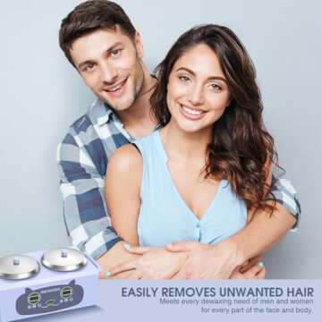 Qiiugirl Double Wax Warmer Professional Wax Pot Wax Machine Digital Display for Hair Removal,Purple