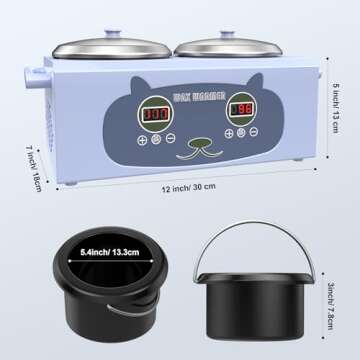Qiiugirl Double Wax Warmer Professional Wax Pot Wax Machine Digital Display for Hair Removal,Purple