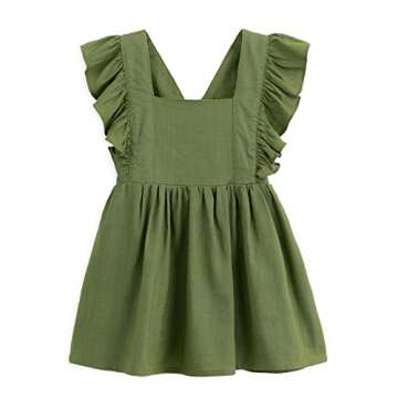 Curipeer Baby Girls Cotton Linen Dress Sleeveless Infant Toddler Casual Dress with Ruffle for Summer...