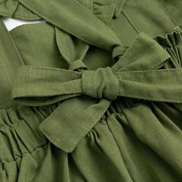 Curipeer Baby Girls Cotton Linen Dress Sleeveless Infant Toddler Casual Dress with Ruffle for Summer 12M
