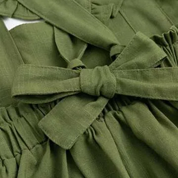Curipeer Baby Girls Cotton Linen Dress Sleeveless Infant Toddler Casual Dress with Ruffle for Summer 12M