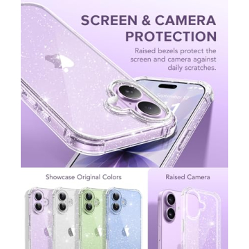 BERFY iPhone 17 Glitter Case - Clear, Stylish, Shockproof with Screen Protector