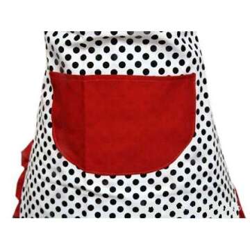 Hyzrz Lovely Lady Dot Flirty Canvas Funny Apron Restaurant Kitchen Aprons for Women Girls with Pocket (Black)