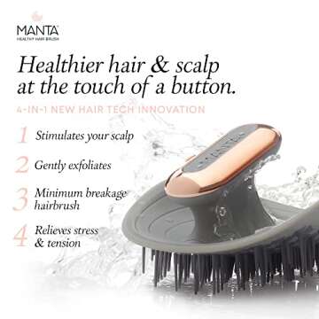 Manta Pulse Electric Scalp Massage Brush – Wet Exfoliating Scalp Massager for Hair Growth in Grey