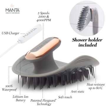 Manta Pulse Electric Scalp Massage Brush for Hair Growth