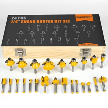 BAIDETS 24 Piece Router Bits Set for Efficient Woodworking
