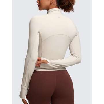 CRZ YOGA Women's Butterluxe Long Sleeve Workout Shirts Half Quarter Zip Sweatshirt Athletic Crop Tops Collared T-Shirts Mojave Tan Small