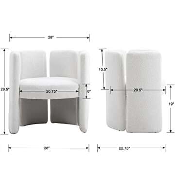 Kmax Faux Fur Accent Chair Mid-Century Modern Barrel Chair for Living Room Bedroom Club, White