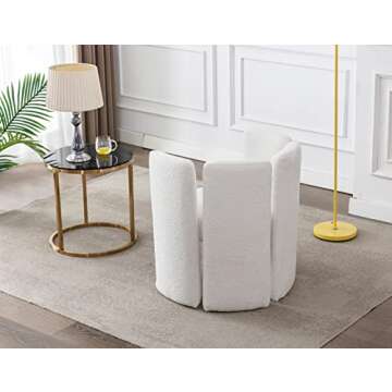 Kmax Faux Fur Accent Chair Mid-Century Modern Barrel Chair for Living Room Bedroom Club, White