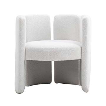 Kmax Faux Fur Accent Chair Mid-Century Modern Barrel Chair for Living Room Bedroom Club, White