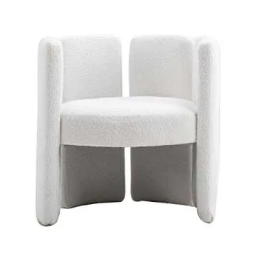 Kmax Faux Fur Accent Chair Mid-Century Modern Barrel Chair for Living Room Bedroom Club, White